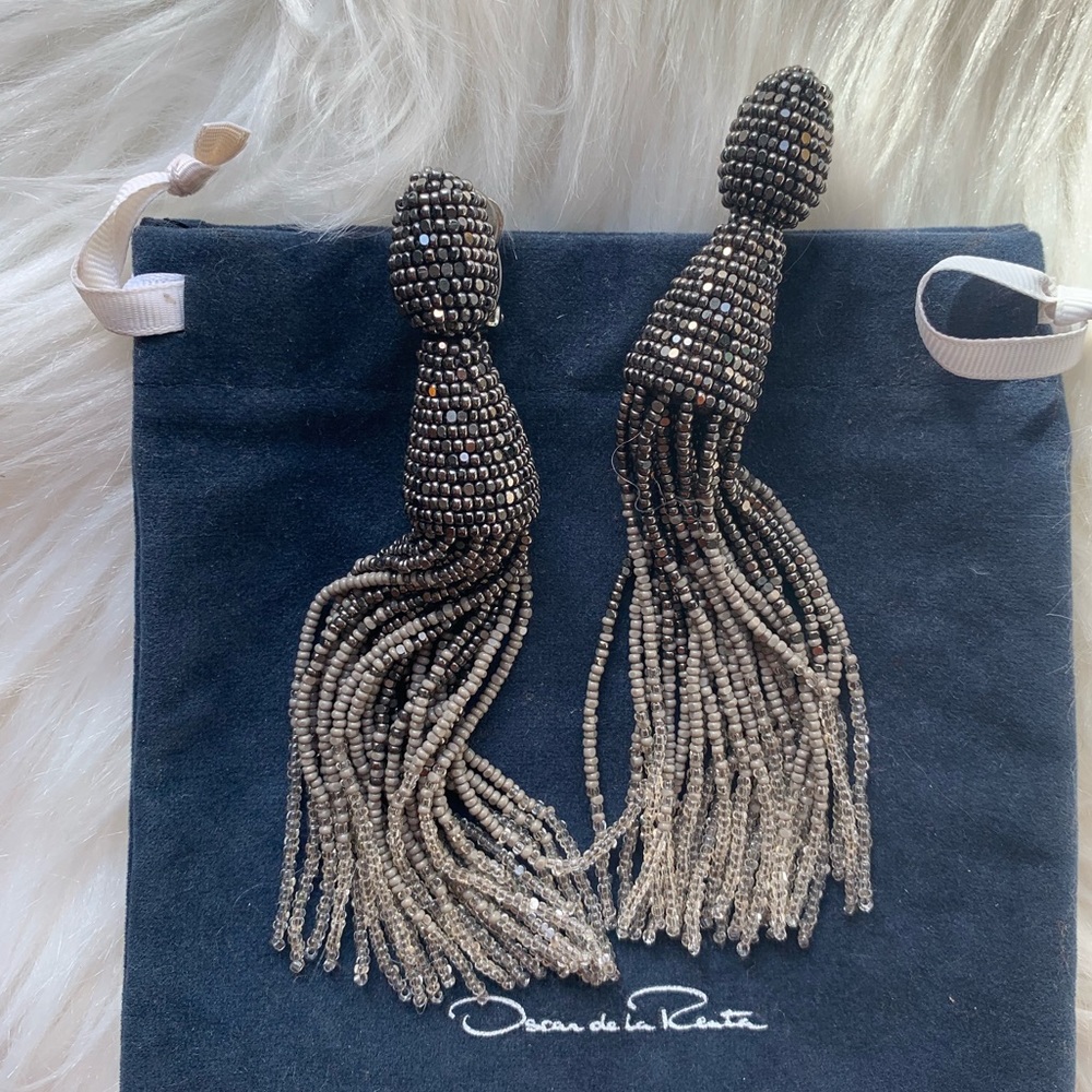 Oscar de la Renta beaded tassel earrings